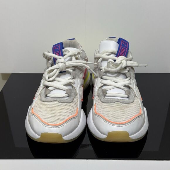 Puma Nova 2 Low Women's Sneakers White Pink Yellow Size 8.5 Retro 370957-08 - Picture 2 of 8